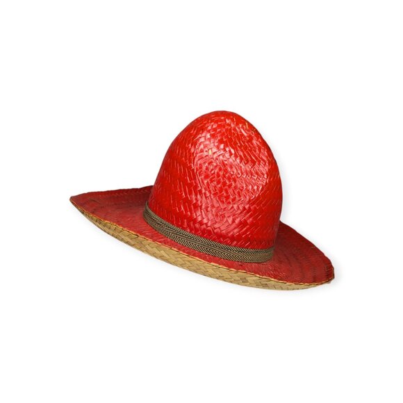 Vintage American Harvest Hat Co Sun Toppers Red Woven Straw Hat Size Medium - Picture 6 of 14